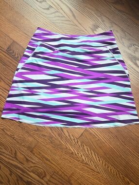 Purple and Aqua Patterned Skort Pockets Golf Pickleball DryTec 50 UPF XS
